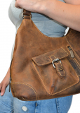 Vintage-Leder Shopper-Handtasche braun